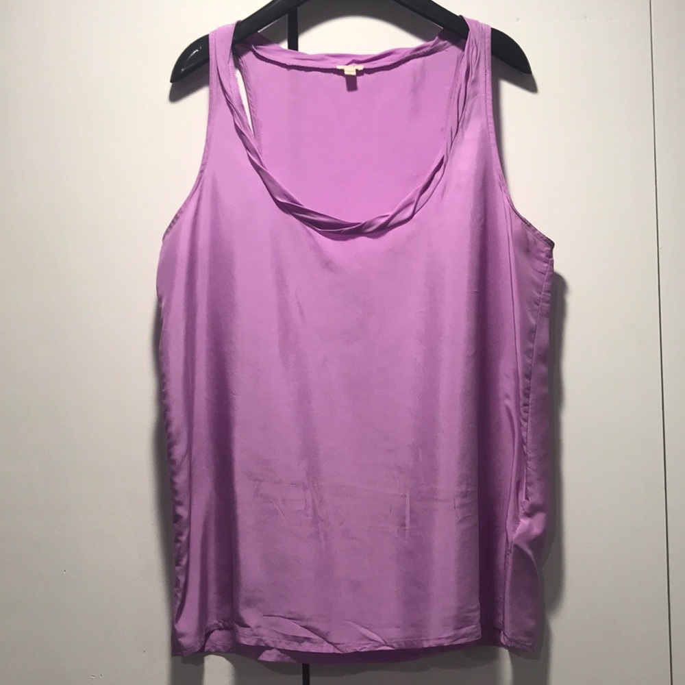 J Crew lilac silk twist collar shell - size 2